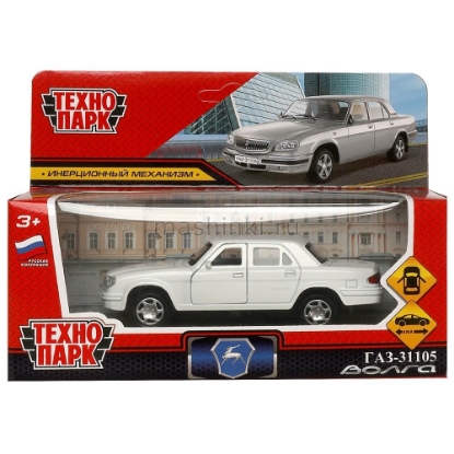 Изображение ТЕХНОПАРК ГАЗ-31105 ВОЛГА 12 см белый