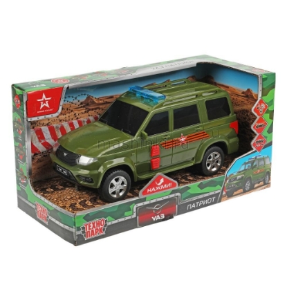 Изображение ТЕХНОПАРК УАЗ Patriot 22 см (свет, звук) Армия России пластм. хаки откр. коробка