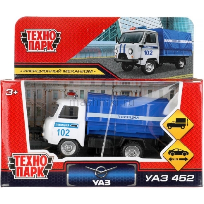 Изображение ТЕХНОПАРК УАЗ-452 тент Полиция 10,5 см бело-синий