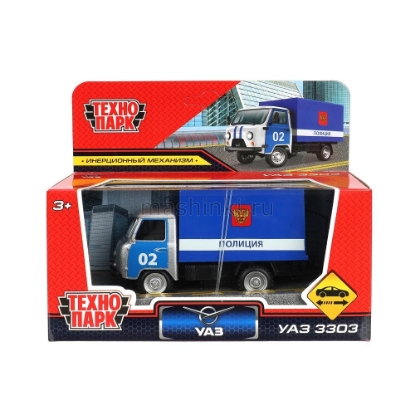 Изображение ТЕХНОПАРК УАЗ-3303 Полиция 11 см серебристо-синий
