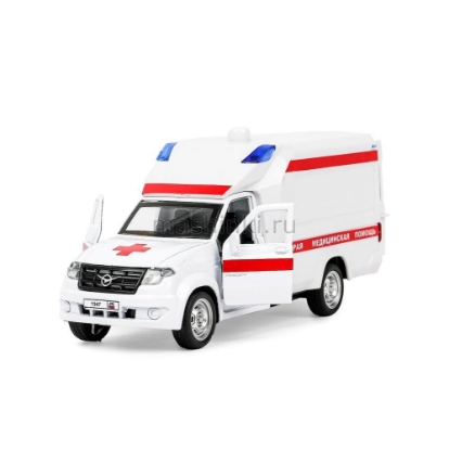 Изображение ТЕХНОПАРК УАЗ Профи Скорая помощь Реанимация 14 см (свет, звук) белый
