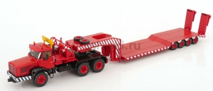 Изображение IXO 1/43 BERLIET TB 015 M3 6x4 с прицепом-тяжеловозом 1960 red