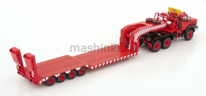 Изображение IXO 1/43 BERLIET TB 015 M3 6x4 с прицепом-тяжеловозом 1960 red