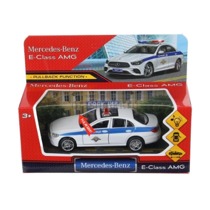 Изображение ТЕХНОПАРК MERCEDES-BENZ E-Class AMG Полиция 12 см (свет, звук) белый