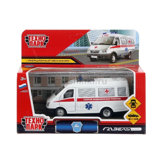 Изображение ТЕХНОПАРК ГАЗ-3221 ГАЗЕЛЬ Скорая помощь 12,2 см металл. белый
