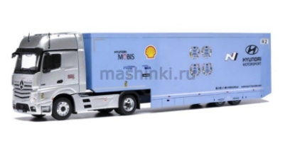 Изображение IXO 1/43 MERCEDES BENZ Actros MP4 1851 BigSpace полуприцеп Hyundai Shell Mobis WRT 2024
