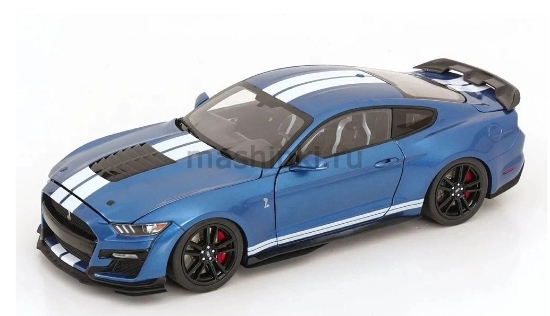 Изображение IXO 1/18 FORD Mustang Shelby GT500 Coupe 2022 (0/4) blue metallic/white stripes