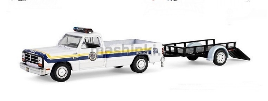Изображение GREENLIGHT 1/64 DODGE RAM D-250 пикап Philadelphia Police Department c прицепом 1990