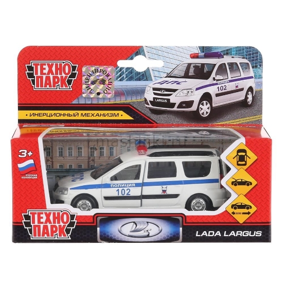 Изображение ТЕХНОПАРК LADA Largus Полиция 12 см металл. белый