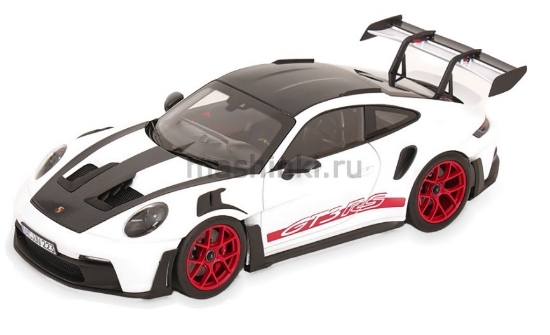 Изображение NOREV 1/18 PORSCHE 911 GT3 RS Weissach Pack (992) 2022 white/black/pyro red
