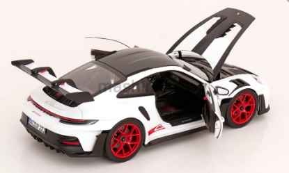 Изображение NOREV 1/18 PORSCHE 911 GT3 RS Weissach Pack (992) 2022 white/black/pyro red